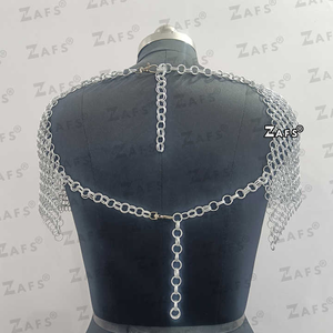 Stylish Medieval Cosplay <b>Costume</b> Top Bra Unique Metal Model Chainmail Collar with Aluminum Butted <b>Ring</b> Neck Piece for Ren Fairs - Product Image 2