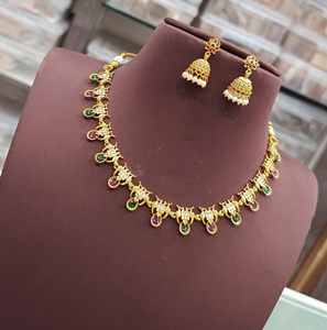 Classic Premium Quality Exclusive Unique Design Gold Plated Necklace Set With <b>Earrings</b> For Wedding Collection For Women - Product Image 3