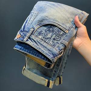 Jeans Vente directe en usine été hiver automne saison nouveau jean droit décontracté respirant délavé léger pour hommes - Product Image 6