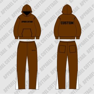 Men's Printed Suit 100%cotton 500GSM Thick Fleece <b>Red</b> Kangaroo Pocket Breathable Tracksuit <b>Flared</b> Pant with Size Stripes Sets - Product Image 6