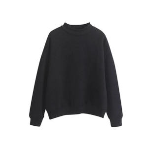 Sweat-shirts unisexes à épaules tombantes de qualité supérieure en gros, couleur unie, poids lourd, motif uni, col montant, sweat-shirt pour homme - Product Image 4