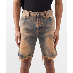 2025 Custom <b>Men's</b> Jeans Solid Pattern Streetwear Fashion Casual Straight Denim Jean <b>Shorts</b> Wholesale New Ripped <b>Patch</b> Pants - Product Image 1