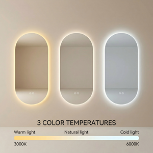 Kingstin Espejo Baño LED Inteligente Ovalado Sin Marco Pared Retroiluminado Antivaho Sensor Movimiento 3 Colores - Product Image 3