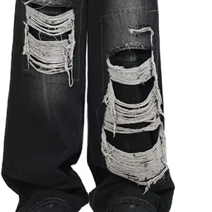 Pantalon en jean ample de couleur unie vintage de haute qualité, vente directe d'usine, style streetwear, style droit, jean de travail quotidien pour homme - Product Image 6