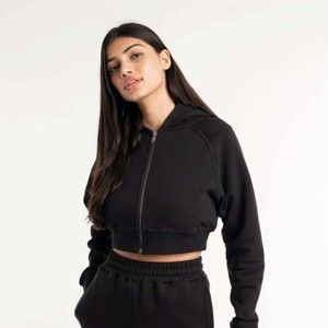 Sudadera con capucha y cremallera de un cuarto, en stock, para gimnasio, ropa deportiva, top corto para mujer, diseño personalizado - Product Image 3