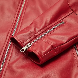 Veste en cuir véritable pour homme, col montant, imperméable, écologique, fermeture éclair sur le devant, logo personnalisable, séchage rapide, respirante, hiver - Product Image 3