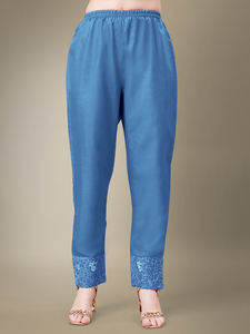 ชุดกางเกงใส่ทำงานผ้าคอตตอนผสมสไตล์วินเทจแบบโบฮีเมียนคอกลมปักลายสีพื้นซักได้ยาวคลุมเข่าไซส์ XL สำหรับฤดูร้อน - Product Image 5