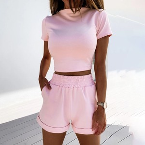 Vêtements streetwear avec LOGO personnalisé, ensemble deux pièces pour femmes, ensemble short et motard pour femmes, été 2023 - Product Image 3