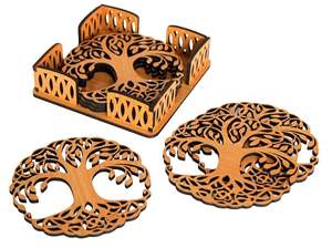 Sous-verre en bois de style bohème de haute qualité fait à la main, écologique, sous-verre en bois naturel pour la maison, le bureau, prix Inde - Product Image 5