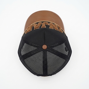 Casquette Trucker à Visière Courbe en Maille Noire et Marron avec Patch Lettres Chenille, Applique Imprimée Floquée et Broderie 3D – Réglable et Courante - Product Image 6