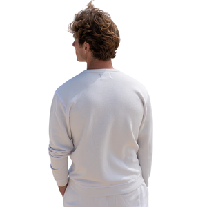 Sweat-shirt en molleton blanc pour homme, 100% coton biologique de luxe, pré-rétréci, certifié GOTS, coupe classique, pull-over - Product Image 6