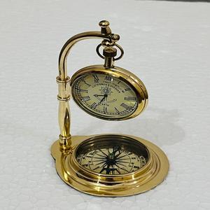 นาฬิกาตั้งโต๊ะขัดเงาทองเหลืองขัดเงาโต๊ะเข็มทิศสินค้าแฮนด์เมด - Product Image 1