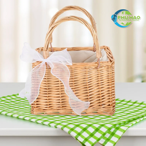 CESTA DE FLORES tejida de ratán hecha a mano, cesta de flores Vintage, regalo de huevo de Pascua, cesta de Picnic para niños con asa de Vietnam - Product Image 5