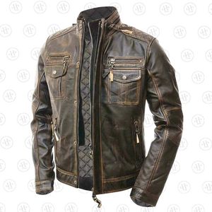 Veste en cuir marron poussière pour homme avec fermeture éclair, imperméable et respirante pour l'hiver, service OEM - Product Image 4