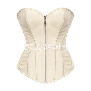 Corset serre-taille en cuir vert avec baleines en acier - Product Image 5