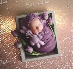 Gran oferta, accesorios de fotografía para recién nacidos con forma de rectángulo Vintage rústico, cajas de madera maciza para recién nacidos, sesión de fotos - Product Image 5