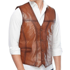 Gilet de mode pour homme en cuir respirant de haute qualité avec fermeture éclair, col en V, style urbain, vêtement d'extérieur pour l'hiver en promotion - Product Image 3