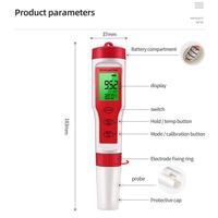 Testeur de qualité de l'eau de haute précision, pH-mètre numérique 4 en 1, pH TDS EC, thermomètre, qualité de l'eau potable, aquariums