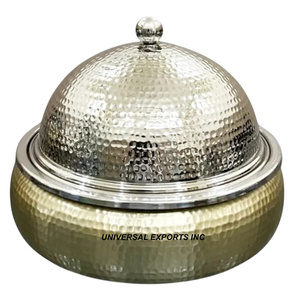 Casserole en métal au design traditionnel à double paroi, faite à la main, de qualité supérieure, nouveau chauffe-plats en métal de luxe - Product Image 5