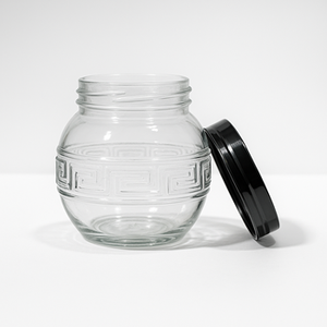 Tarro de vidrio Mason en relieve con tapa de metal almacenamiento hermético para uso doméstico perfecto para recetas de aperitivos - Product Image 1