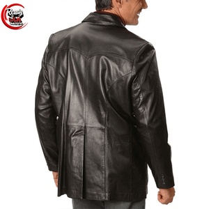 Blazer en cuir véritable personnalisé à la mode pour hommes à 2 boutons en peau de mouton toutes les couleurs/Blazer pour manteaux pour adultes dernier cri - Product Image 2