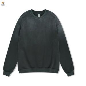 2025 nuevo diseño lavado con ácido cuello redondo pesado sudaderas desteñidas para hombres invierno francés polar 400gsm XS tamaño patrón sólido al por mayor - Product Image 5
