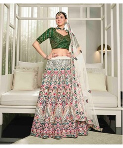 Bridal Wedding Night Dance NavratriLehengaCholi for Women in <b>Black</b> with Mirror Work - Product Image 5