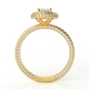 Bague de fiançailles en diamant taille ovale en or jaune avec sertissage pavé pour femme, style classique - Product Image 2