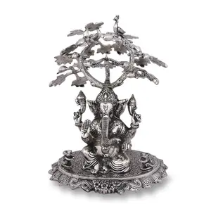 Árbol Chapado en plata hecho a mano con Ganesha, 17 pulgadas, para decoración y regalo, novedad - Product Image 1