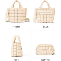 Sac fourre-tout matelassé pour femme avec logo personnalisé, sac à main en polyester imperméable pour le travail, la gym, les courses, avec bandoulière réglable