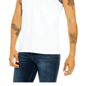 Side Seamed Retail Fit 100% Airlume Combed and Ring Spun Cotton 32 Single 4.2 oz <b>White</b>/True Royal Unisex Jersey Tank - Product Image 5