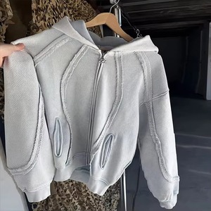 Custom Logo Vintage Unisex Acid <b>Wash</b> Hoodie for <b>women</b> Zip up Streetwear Embroidered Printing Cut-Out Designer Acid <b>Wash</b> Hoodie - Product Image 2