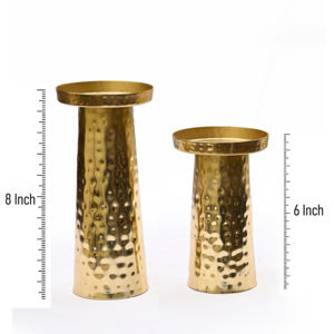 Porte-bougies en métal martelé artisanal de luxe |   Centres de table décoratifs pour mariages, événements et décoration intérieure - Product Image 2