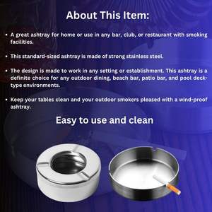 Vente en grande quantité, bon marché, logo personnalisé, table incassable pour intérieur et extérieur, cendrier en acier inoxydable, cendrier pour cigares - Product Image 2