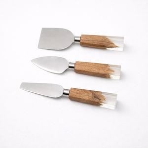 Juego de Cuchillos para Queso de Acero Inoxidable con Mangos de Resina Epoxi y Madera, Ecológico, Apto para Lavavajillas, para Servir con Estilo, Regalo para Restaurante - Product Image 1
