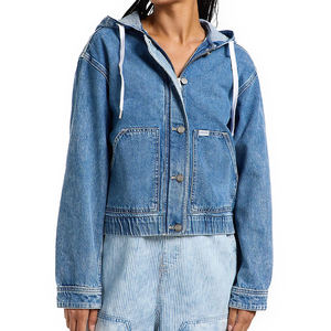 Urban Streetwear Men's Hooded Denim Jacket Casual Button Front <b>Jean</b> Coat with Long Sleeves Fashion Outerwear Relaxed Fit Style - Product Image 5