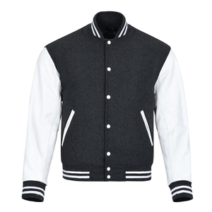 Wholesale PU Leather Men Bomber Jacket with Chenille Embroidery Logo Breathable Varsity CollegeBaseballjacket for men - Product Image 1