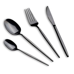 Cubiertos de Acero Inoxidable de Alta Gama para Restaurante, Juego de Cubiertos de Acero Inoxidable 304 con Acabado Negro Pulido para Bodas y Hoteles - Product Image 1