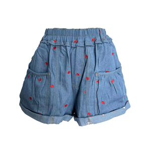 Pantalones cortos para mujer Verano Cómodo Algodón Cintura elástica Transpirable Algodón Cordón Pantalones cortos casuales con bolsillos - Product Image 1