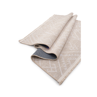 Tapis tissé en chenille rayé gris Anadolu Turkua Home, moderne, lavable, à poils ras 7 mm, en polyester et coton, antidérapant, personnalisable
