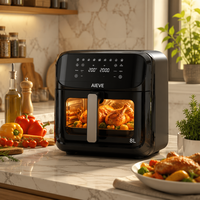 Friteuse à air visuelle 8L grande capacité avec boîtier en plastique et écran tactile LCD, four électrique pour la cuisine domestique