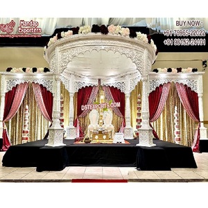 Best Traditional White Maharaja Mandap and Maharani Mandap for Elegant Hindu Weddings FRP Raj Mahal Mandap Decor Melbourne USA - Product Image 1