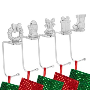 Elegant Adjustable Metal <b>Christmas</b> Stocking Holder <b>Tree</b> <b>Stand</b> for Fireplace Mantel Holiday Display Rack Organizer - Product Image 2
