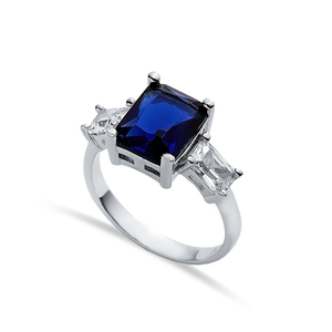 Rectangle Coupe Saphir Baguette Coupe CZ Pierre En Gros Turc À La Main Cluster Anneau 925 Bijoux En Argent Sterling - Product Image 1