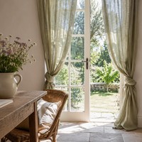Voilage irrégulier en lin et coton, doux et froissé, avec plis froncés coréens, rideau de fenêtre intégré pour salon, chambre et studio