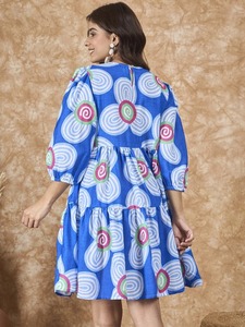 Vestido de longitud media de algodón estampado de bloque de mano indio nueva moda Casual verano desgaste cintura Natural ecológico para San Valentín - Product Image 4