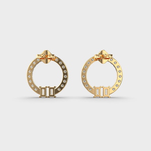 Designer Romantic Trendy Earrings 10K Gold Finish <b>Floating</b> Lab Grown Brilliant Cut Yellow Gold Halo Diamond Accents Gift Her - Product Image 3