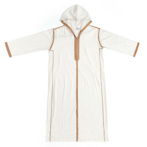 Turbantes Islámicos para Hombres Árabes Musulmanes, Maxi Jubbah Casual de Algodón con Bordado y Capucha, Color Sólido - Product Image 3