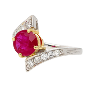 Anillo de oro amarillo de 18 quilates y Plata de Ley 925 Chapado en Rubí y diamante de platino para joyería de moda para mujer - Product Image 5