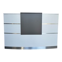 Comptoir de réception en bois blanc VALENCE 120 cm x 105 cm de hauteur, 60 kg, durable, pour bureaux, salons, cabinets d'avocats, cabinets médicaux, gymnases